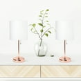thumbnail image 4 of Creekwood Home 19.5" Oslo Contemporary Bedside Duo, Rose Gold Table Lamp Two Pack Set with USB Port, White Shades, 4 of 8