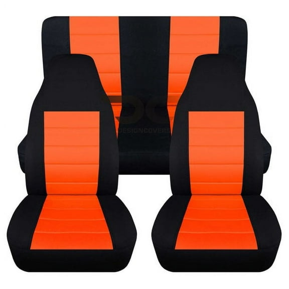 T210-Designcovers Fits 1997-2002 Jeep Wrangler TJ 2door Cotton Seat Covers:Black and Orange - Full Set