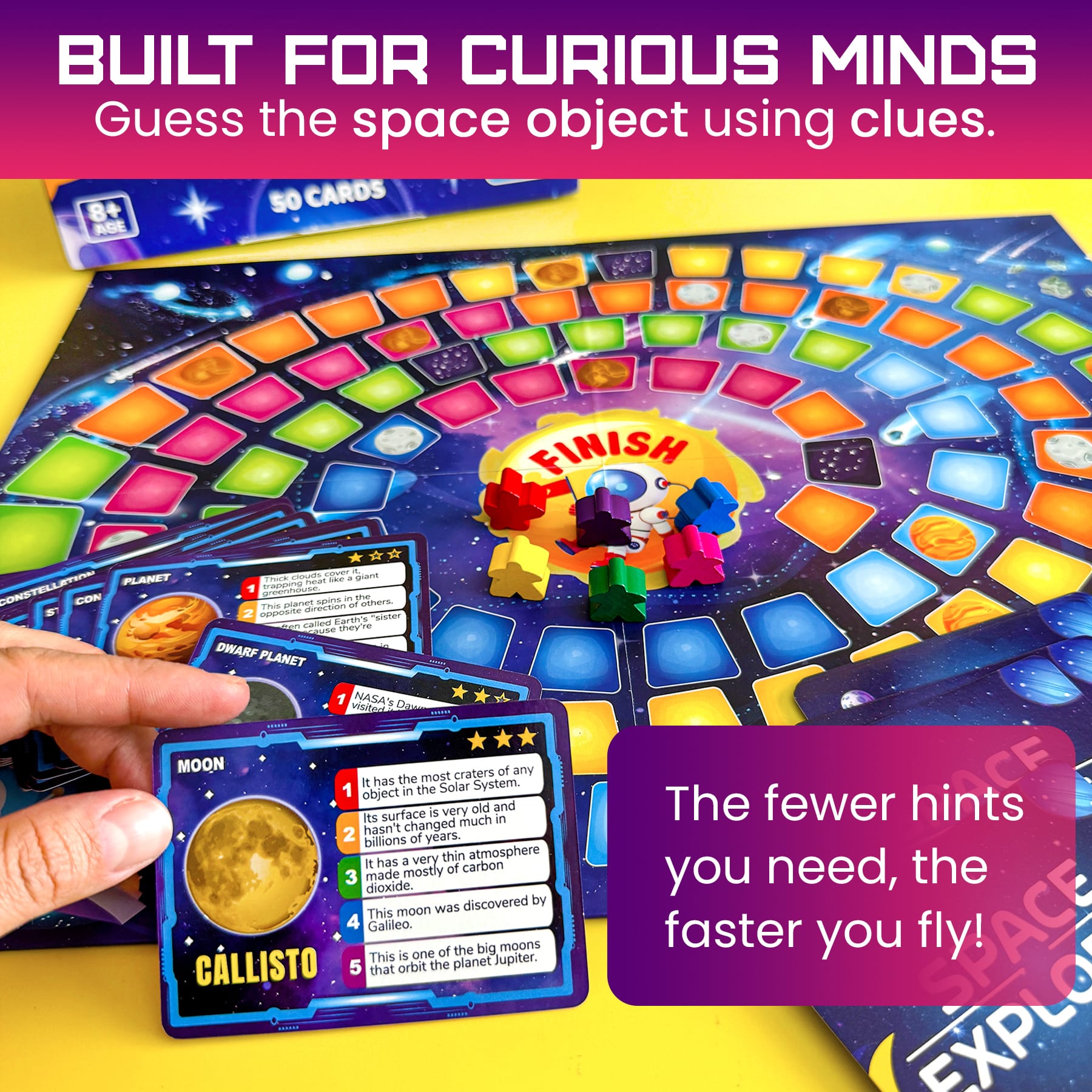 Quokka Board Game for Kids Ages 8-12 - Space Trivia Game for Kids - Learning Planets Moons Facts Educational Family Games
