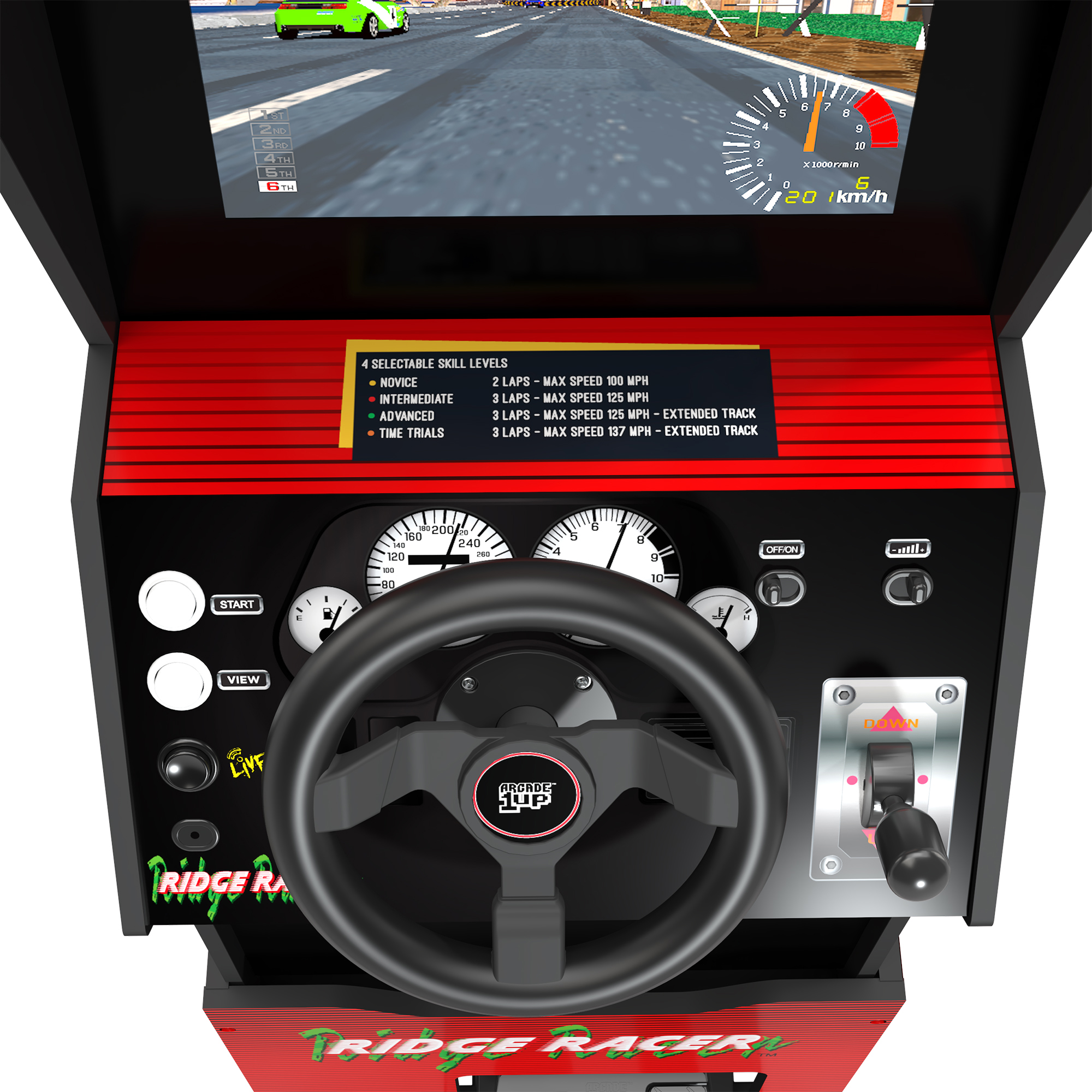 Arcade1UP - Ridge Racer - 5 Games in 1 Arcade with Rumble Steering Wheel and Lit Marquee - image 5 of 13