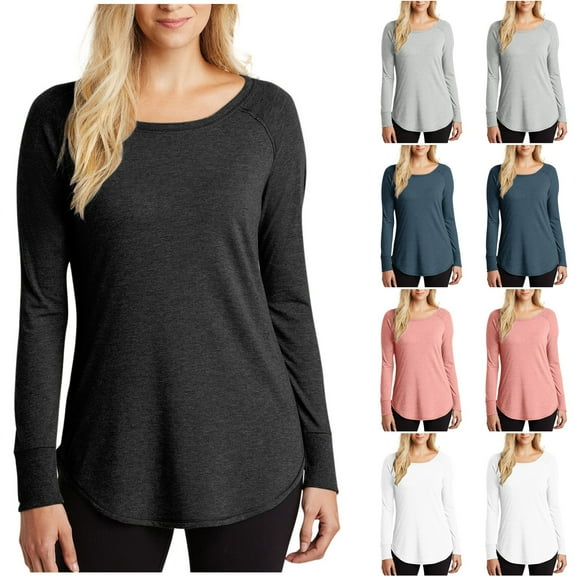 Olyvenn Womens Tunic Tops Long Sleeve Shirts Crew Neck Casual Tshirts Spring Fashion Outfits 2025 Basic T-Shirts Black 8
