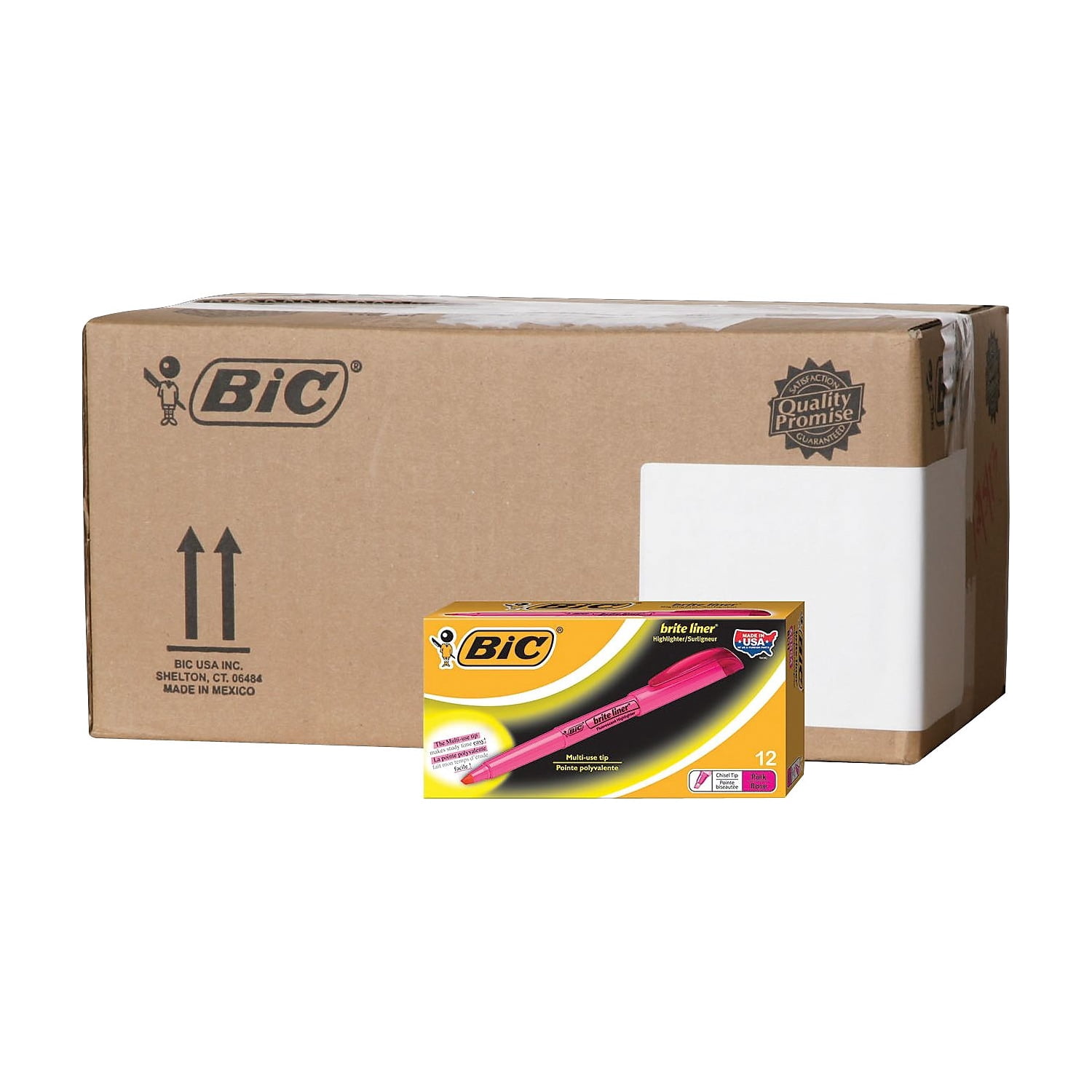 BIC Brite Liner Pen Style Highlighters Chisel BL11PNKCT