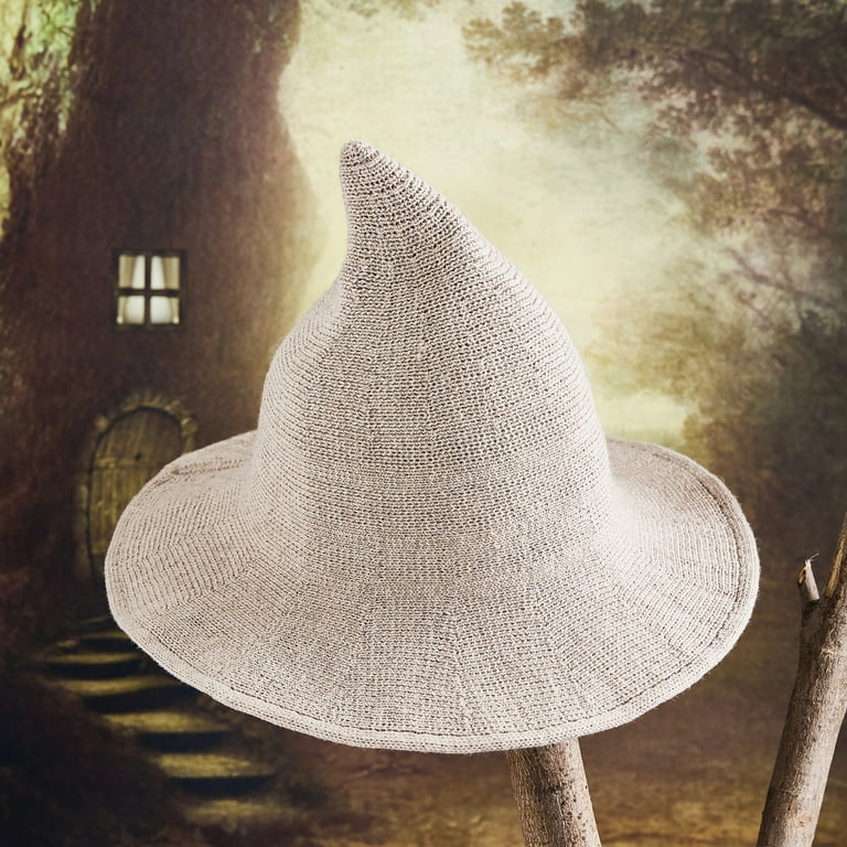 Women Halloween Witch Hat Wizard Hat Party Knitted Pointed Cap