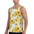 thumbnail image 2 of Goofa Blue White Plaid Sunflower Pattern Men's Workout Tank Top Slim-Fit Tank Quick Dry Fit Muscle Tank Top Beach Tank Top Bodybuilding Sleeveless T Shirt-Small, 2 of 7