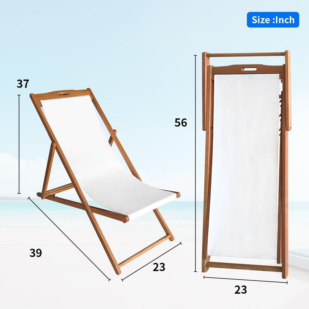 Wooden Deck Chair Adjustable Sling Chair Wood and Canvas Sling Chair Beach Chair Pool Chair 101 