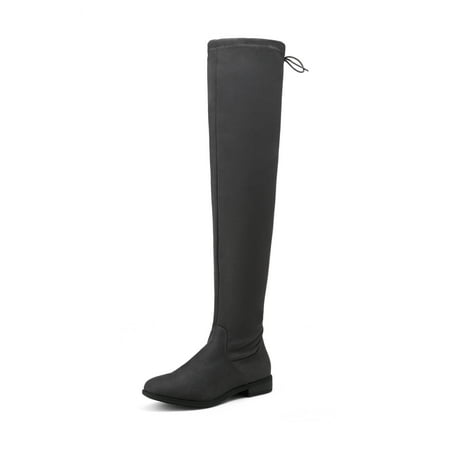 

DREAM PAIRS Women s Fashion Over The Knee High Low Block Heel Riding Boots UPLACE GREY Size 7