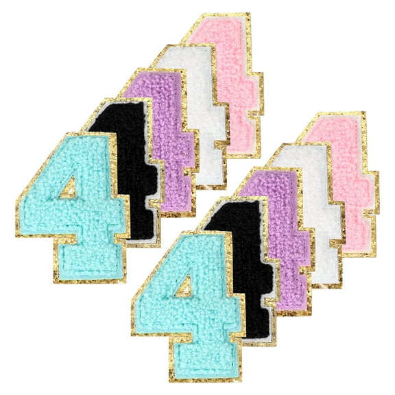 Uxcell Chenille Number Patches, 10 Pcs Iron on Number Patch, Number 4