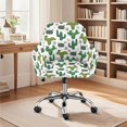 thumbnail image 2 of Whosucclay Cactus Flower Print Swivel Armrest Curved Back Cover, Universal Elastic Office Chair Slipcovers, Anti-Slip Wingback Dining Chair Cover Protector, for Vanity Living Room, 2 of 7