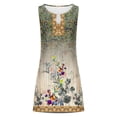 thumbnail image 4 of EGNMCR Robes de Fête pour Femmes Femmes Décontracté Ample Été Robe Débardeur à Imprimé Floral Ajourée Robe de Plage Sans Manches Robes, 4 of 5