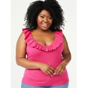 Sofia Jeans by Sofia Vergara Women's Plus Size 2-Way Ruffle Tank Top