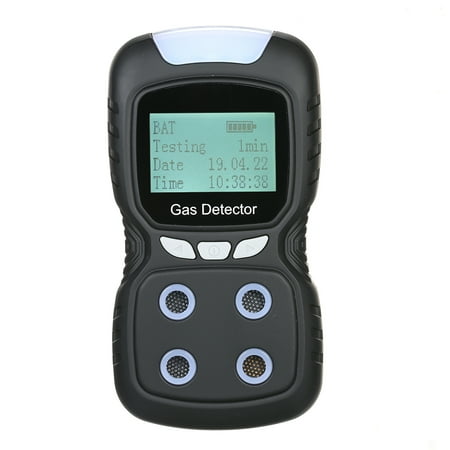 4 in 1 Gas Detector CO Monitor Digital Handheld Toxic Gas Carbon Monoxide Detector Hydrogen Sulfide Gas Tester with LCD Display Sound+ Light Vibration
