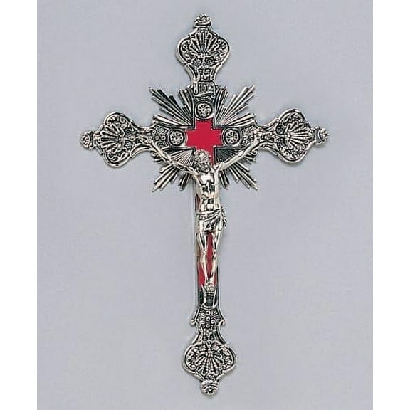 Fine All Metal Wall Crucifix, 12in., Silver