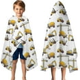 thumbnail image 3 of Cartoon Construction Vehicles Forklifts Hooded Bath Towel，50"x30" for Ages 3 To 12 Kids, Quick Dry Lightweight Soft Microfiber Hood Beach Towel Cover Up for Kids, 3 of 7
