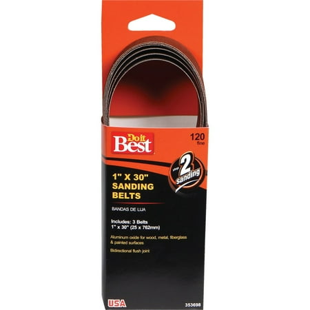 

1PK Do it Best 1 In. x 30 In. 120 Grit Power Sanding Sanding Belt (3-Pack)