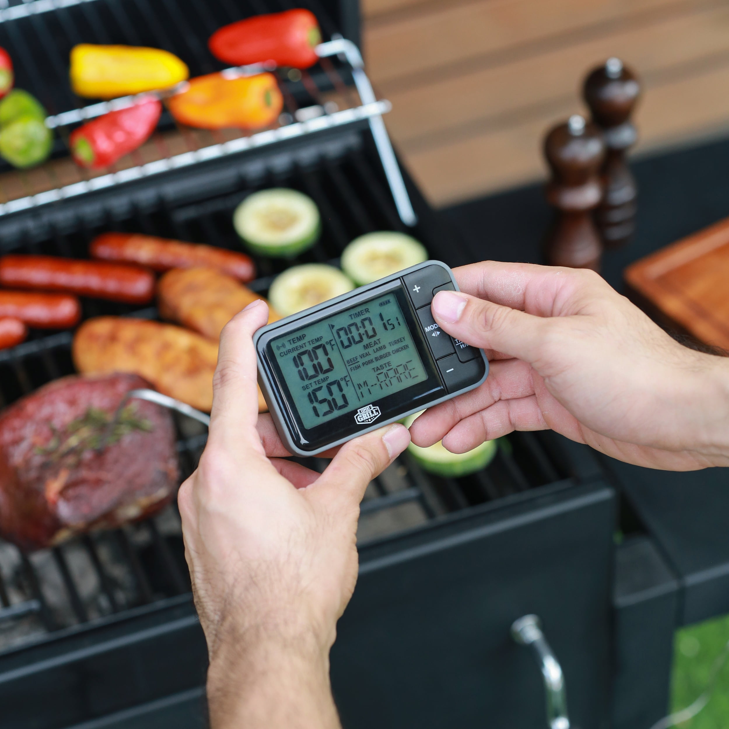 Expert Grill Wireless Digital BBQ Grilling Thermometer, Black and