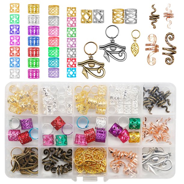 GOOHOCHY 116 piezas de joyería para rastas, trenzas, decoración para el cabello, cuentas para el cabello, joyas para el cabello para trenzas