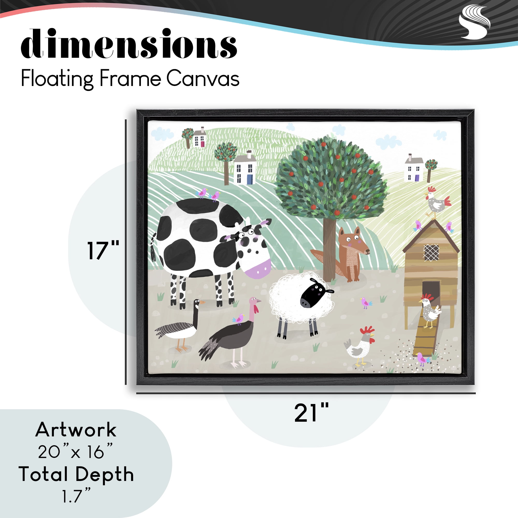 Stupell Industries Down At The Farm Black Framed Floater Canvas Wall Art, design by Carla Daly