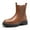 BROWN-PU, variant on Women’s Chelsea Ankle Boots Square Toe, Low Heel, Lug Sole Platform Booties