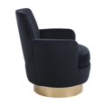 thumbnail image 5 of Hassch Black Velvet Upholstered Swivel Chair with Gold Iron Base, Comfortable Barrel Lounge Chair for Living Room and Bedroom, 29.3"L x 28.3"W x 32.7"H, 5 of 8