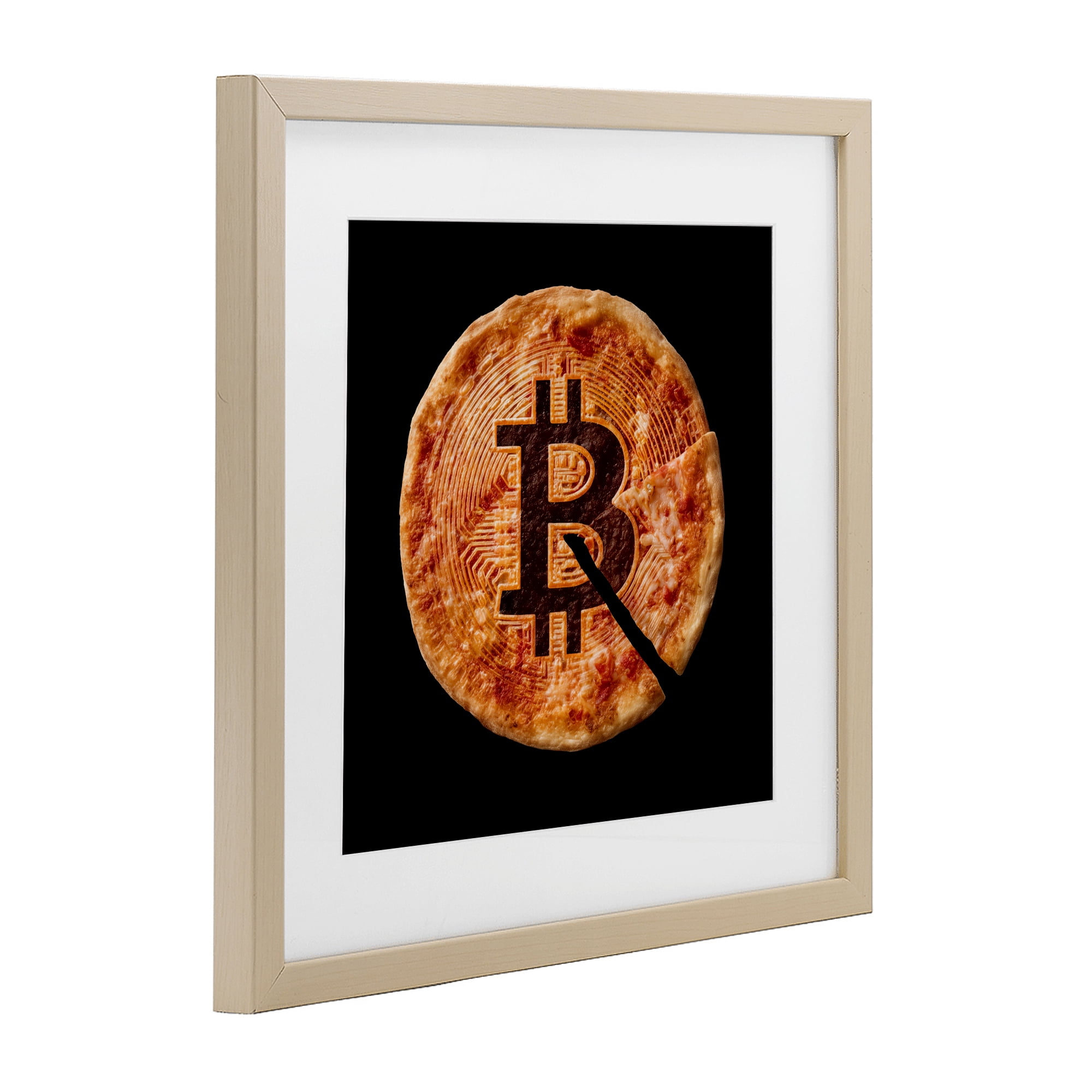 Stupell Industries Crypto Pizza Slice Birch Framed Print Under Glass, design by Svetlana Aleynikova