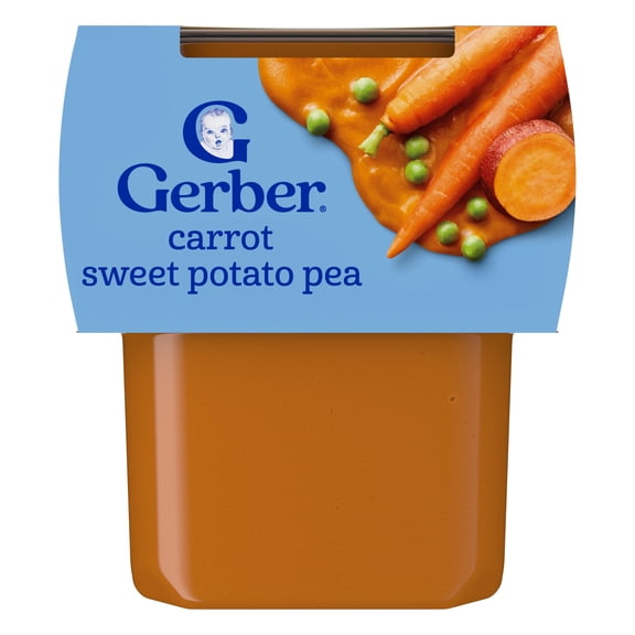 Gerber 2nd Foods Natural for Baby Veggie Power Baby Food, Carrot Sweet Potato Pea, 4 oz Tubs (16 Pack)