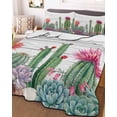 thumbnail image 3 of Quilts Twin Size Bedding Set, Cactus Tropical Watercolor Lightweight Quilted Comforter, Grey Wooden Summer Soft Reversible Bedspread Coverlet with Pillow Covers for All Season, 68" x 86", 3 of 7