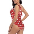 thumbnail image 4 of Sikiie Merry Christmas Santa Claus A Print Women One Piece Swimsuits Tummy Control One Shoulder Bathing Suits Ruffle Swimwear, From S to XXL-X-Large, 4 of 6