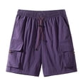 thumbnail image 2 of FRSASU Men's Summer Shorts Bermuda Athletic Stretch Sport Wear Drawstring Soft Cargo Gym Pants Casual Comfy Beach Shorts Purple, 2 of 8