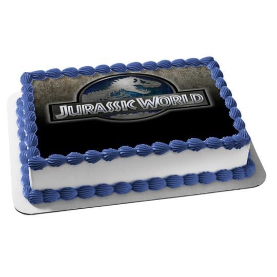Jurassic World Logo Silver Tyrannosaurus Rex Edible Cake Topper Image Abpid 1 4 Sheet Walmart Com