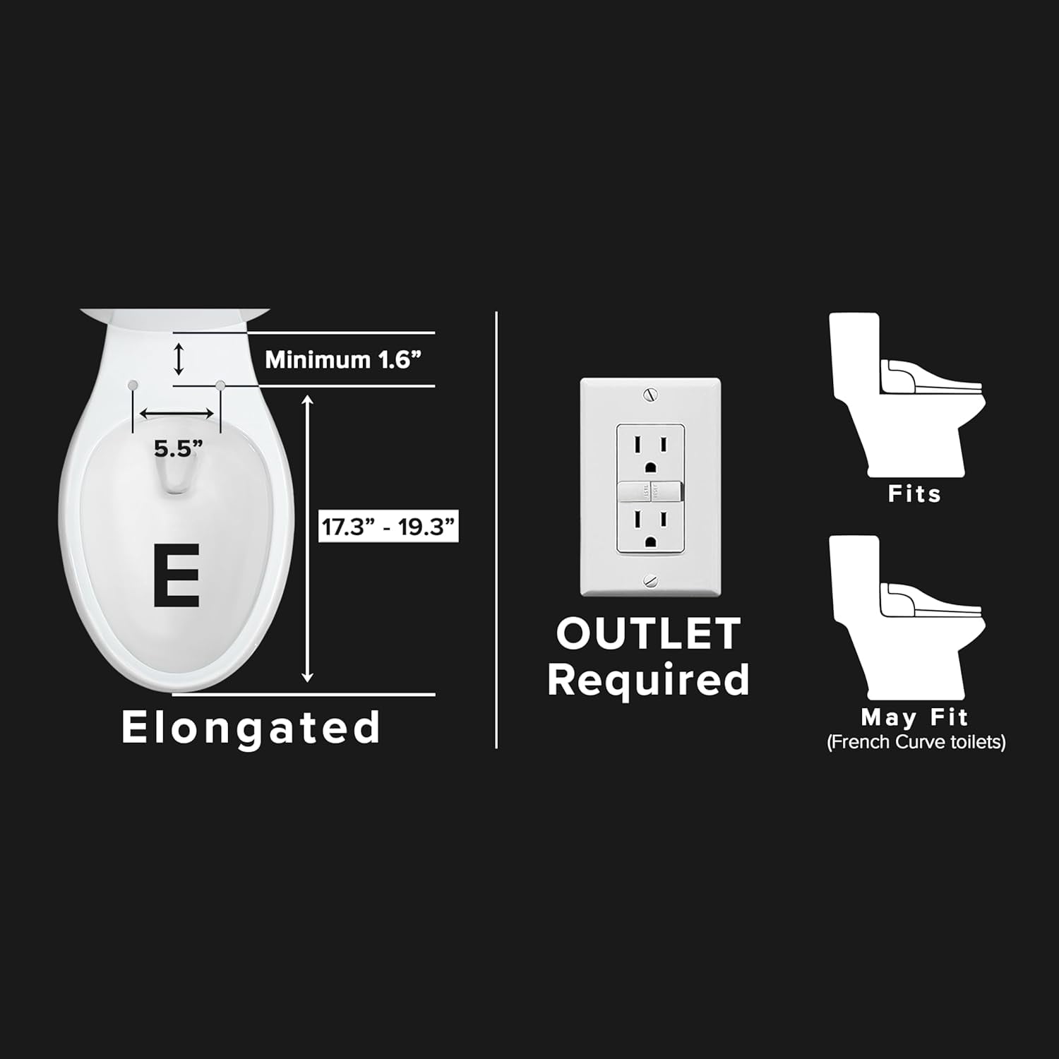 SmartBidet® SB-2400ER Electric Smart Bidet™ Seat for Elongated Toilets and French Curve Toilets with Remote Control, LED Night Light, Heated Seat