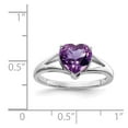 thumbnail image 2 of 925 Sterling Silver Polished Prong set Rhodium Amethyst Ring Size 7 2mm Wide Ring for Women, 2 of 2