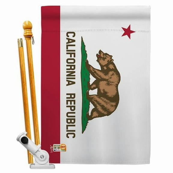 Americana Home & Garden AA-SS-HS-140505-IP-BO-D-US18-AG 28 x 40 in. California States Impressions Decorative Vertical Double Sided House Flag Set & Pole Bracket Hardware Flag Set