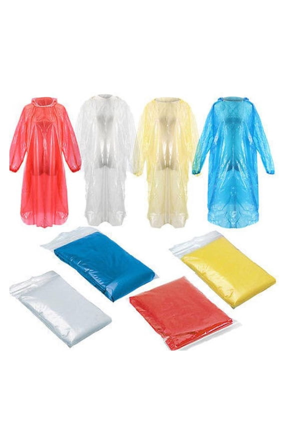 4 Packs 1pc Disposable Rain Ponchos Adult Emergency Rain Coat with Hood for Outdoor Travel Hiking Camping Concert