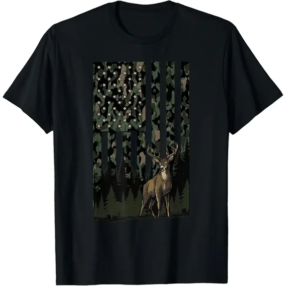 Camo Deer Colors Graphic Hunting Gifts Men Dad Boys Outdoorsman Unisex T-Shirt, up to Size 5XL