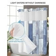 thumbnail image 4 of No Hook Cloth Fabric Shower Curtain with Snap in Liner, Blue Beige Wooden Waterproof Shower Curtains Set with See Through Top Window, Farmhouse Vintage Country Striped Bath Curtains Shower 48"x72", 4 of 6