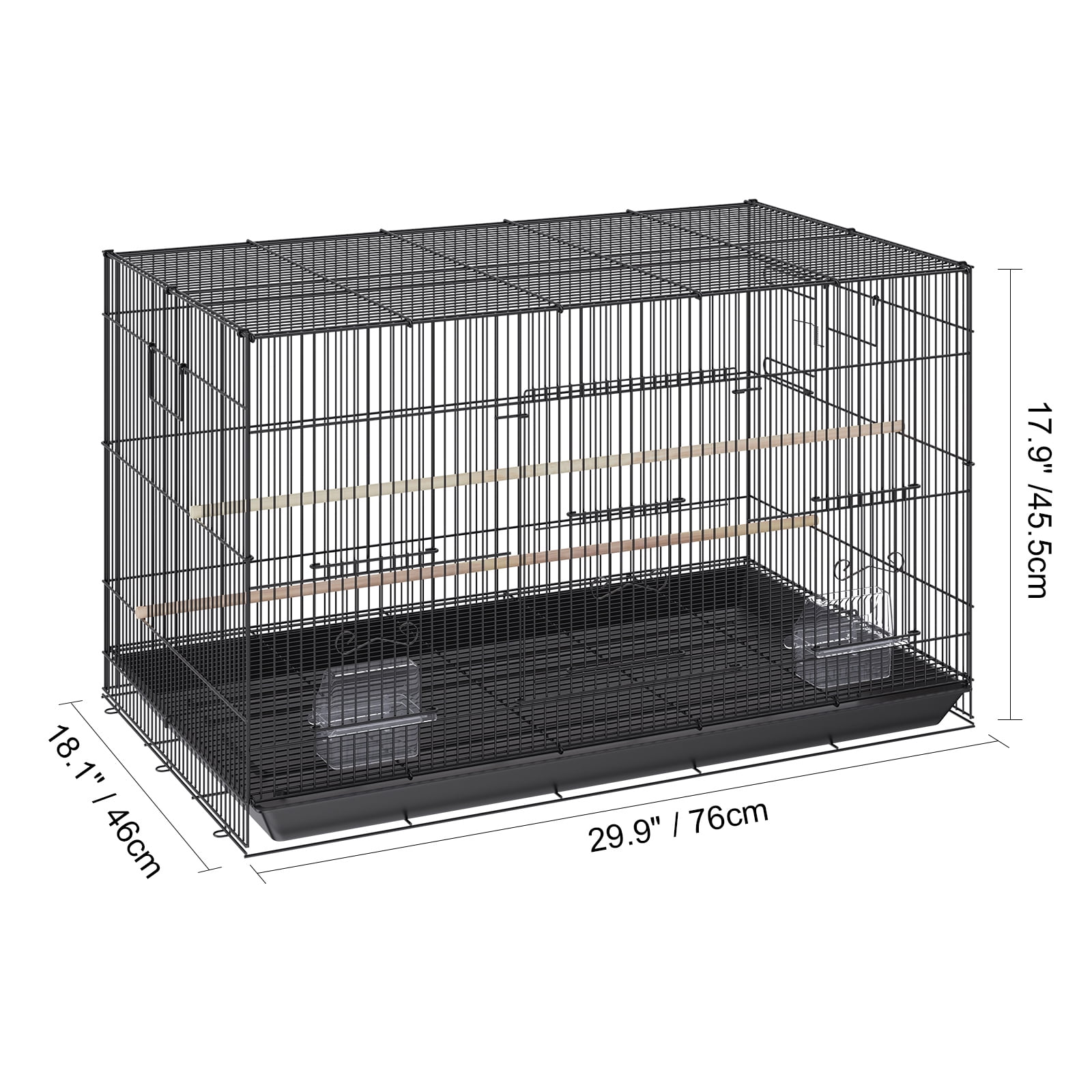 KFFKFF 30" Bird Enclosure, Durable Metal Cage for Small Parrots, Budgies, Lovebirds, and Canaries, Includes Mobile Stand and Tray