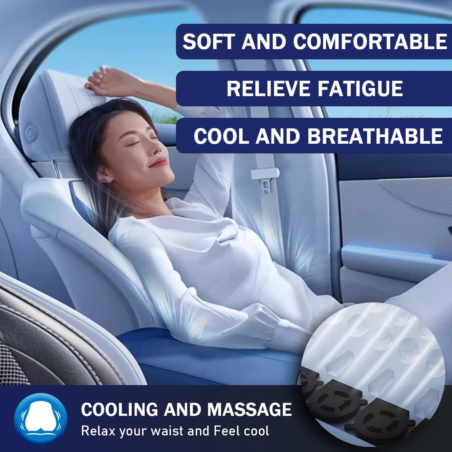 3 in 1 Front Seat Cooling Seat Cover, 16 Fans Ventilated Cooling Seat Cover with Air Conditioning Refrigeration Device, Heat Seat Covers Car SUV Universal Cooling Seat Cover with Massage