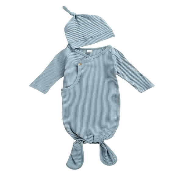 EIMELI Newborn Infant Baby Girl Boy Gowns Sleeping Bag Pajamas Coming Home Outfits Cotton Sleepwear Gray 0-3 Months
