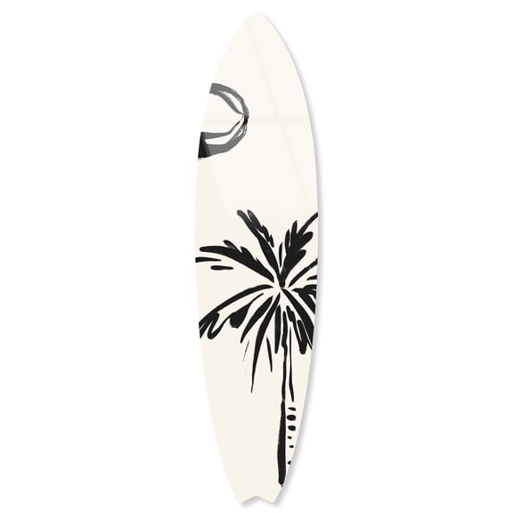 Notoriart Palm and sun Minimalist Surfboard Acrylic Wall Art Die-Cut Coastal Modern High-Gloss Home Decor, 15" x 60"