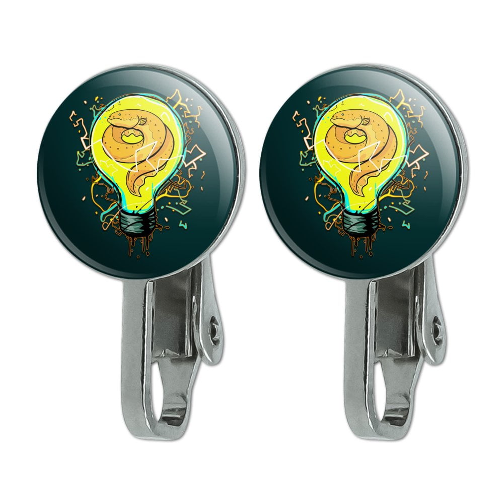 Graphics and More Electric Eel In Light bulb With Electricity Novelty ClipOn Stud Earrings