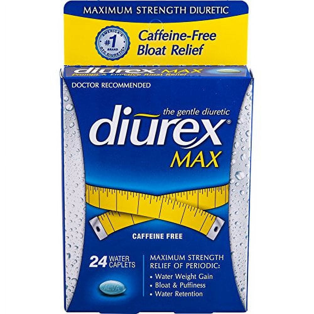 Diurex Max Caffeine Free Water Pills, 24 Caplets, 6 Pack