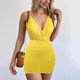 thumbnail image 3 of Vestidos de verano para mujer, sexy, liso, adelgazante, sin mangas, plisado, cruzado a la cadera Fridja  hjkh6793, 3 of 5