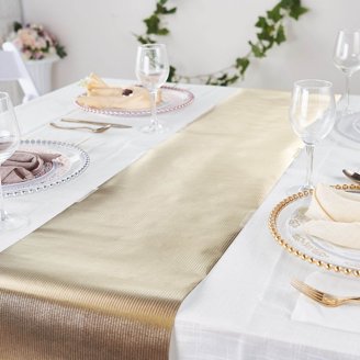 Gold Sheer Table Runner - 4 Pack 27x120 Inch Glitter Chiffon Runner For Wedding, Birthday, Party Decor, Boho & Elegant Table Decorations