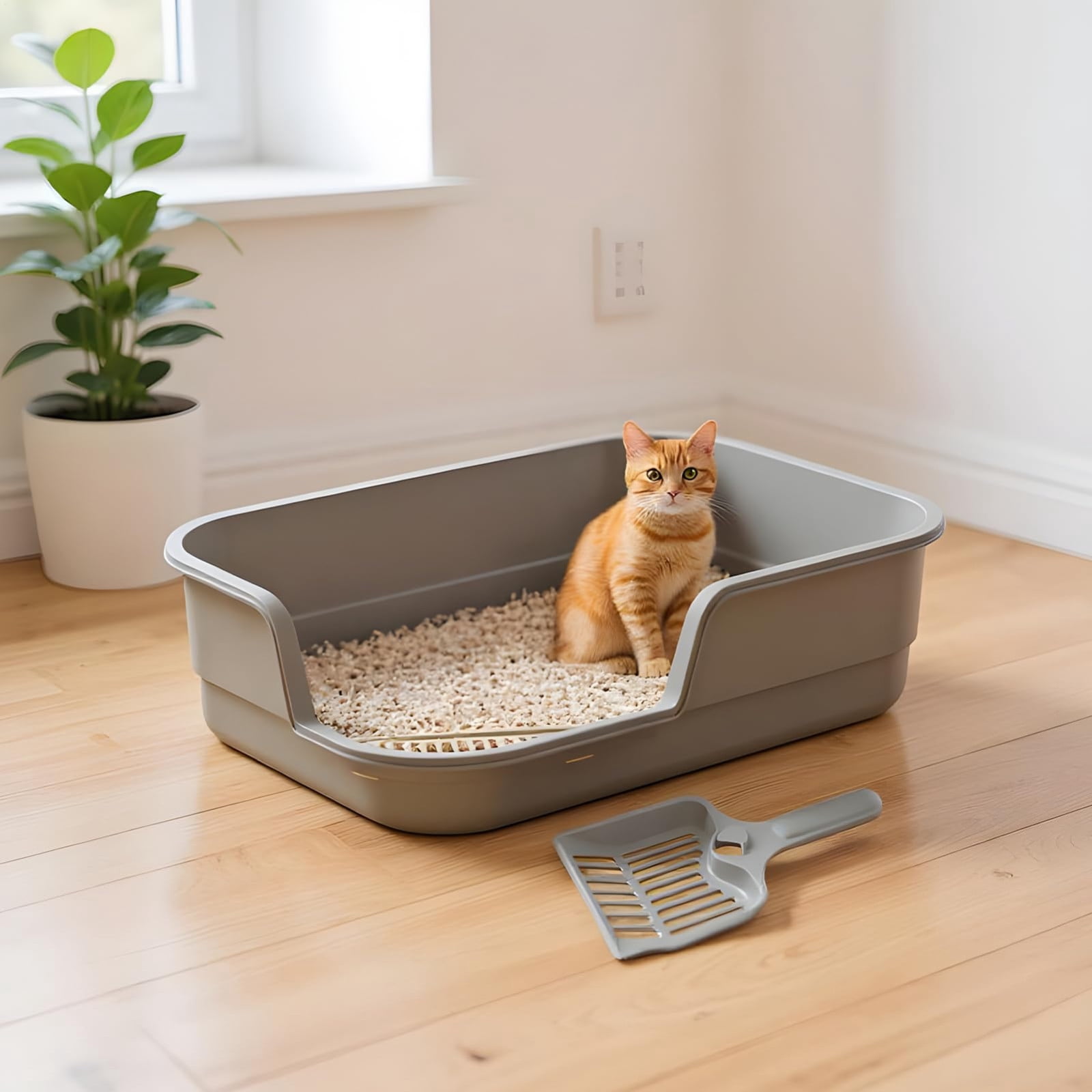 Extra Large Semi Enclosed Cat Litter Box High Sides Low Entry Open Top Kitty Toilet Splash Control for Senior Cats Kittens Multi Cat Home Apartment Senior Cats Multi Cat Clean Home Litter Control
