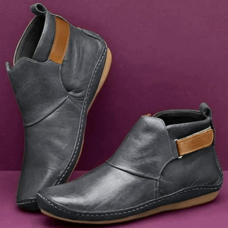 

Akiihool Women s Ankle Boots Wide Women Lug Sole Low Heel Fashion Festival Boots Riding Boots for Women (Grey 9.5)