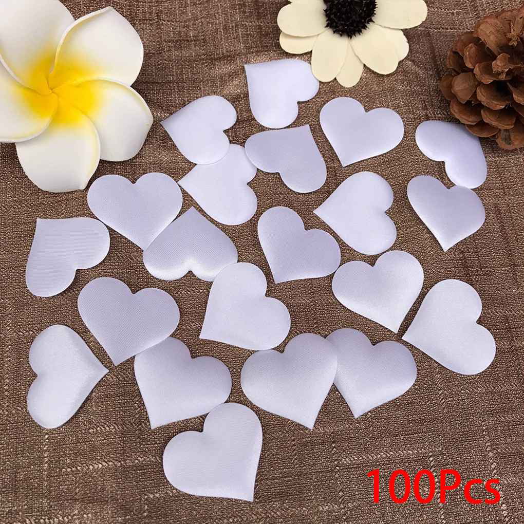 100pcs Satin Heart Shape Petals Artificial Fabric Flower Table Confetti Wedding