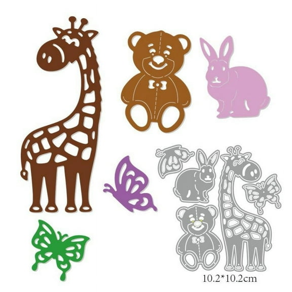 Animals Die Cuts for Card Making, Ouginx Giraffe Rabbit Bear Metal Cutting Dies DIY Die Cutters Die Stencils for Scrapbooking Photo Album Decorative Embossing DIY Paper Card Gift Tags