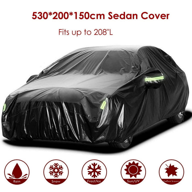 Car Cover Waterproof Anti UV Folded Full Car Protective Cover Snow  Resistant With Reflective Strip for SEDAN, 208 
