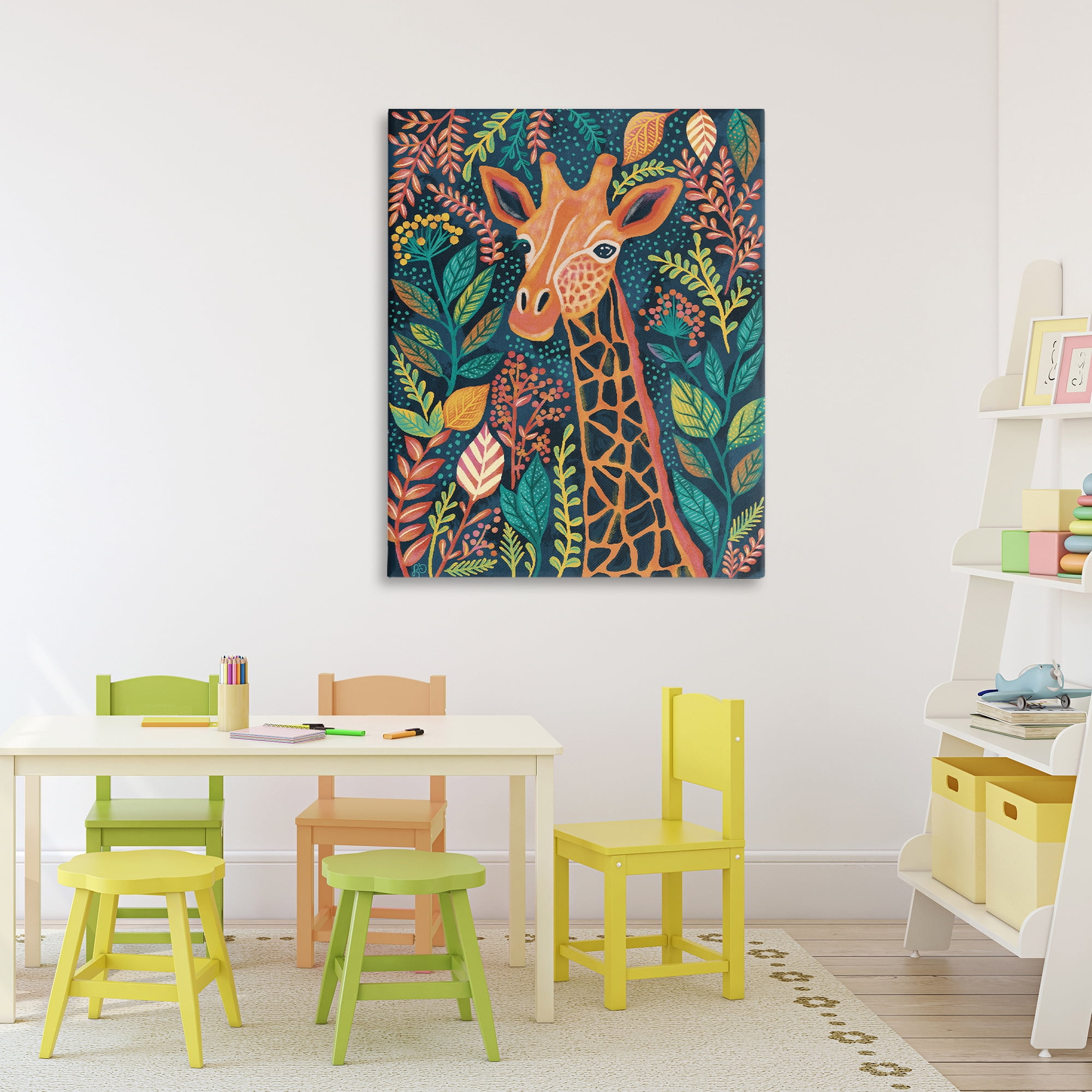 Stupell Industries Exotic Leaf Pattern Giraffe Canvas Wall Art, design by Lisa R Dumm