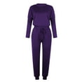 thumbnail image 3 of Lovskoo 2024 Long Sleeve Track Suits for Women Set Spring Fall Two-Piece Sets Solid Tops Casual Pants Sweatsuit Jogger Lounge Sets Purple 4XL, 3 of 5